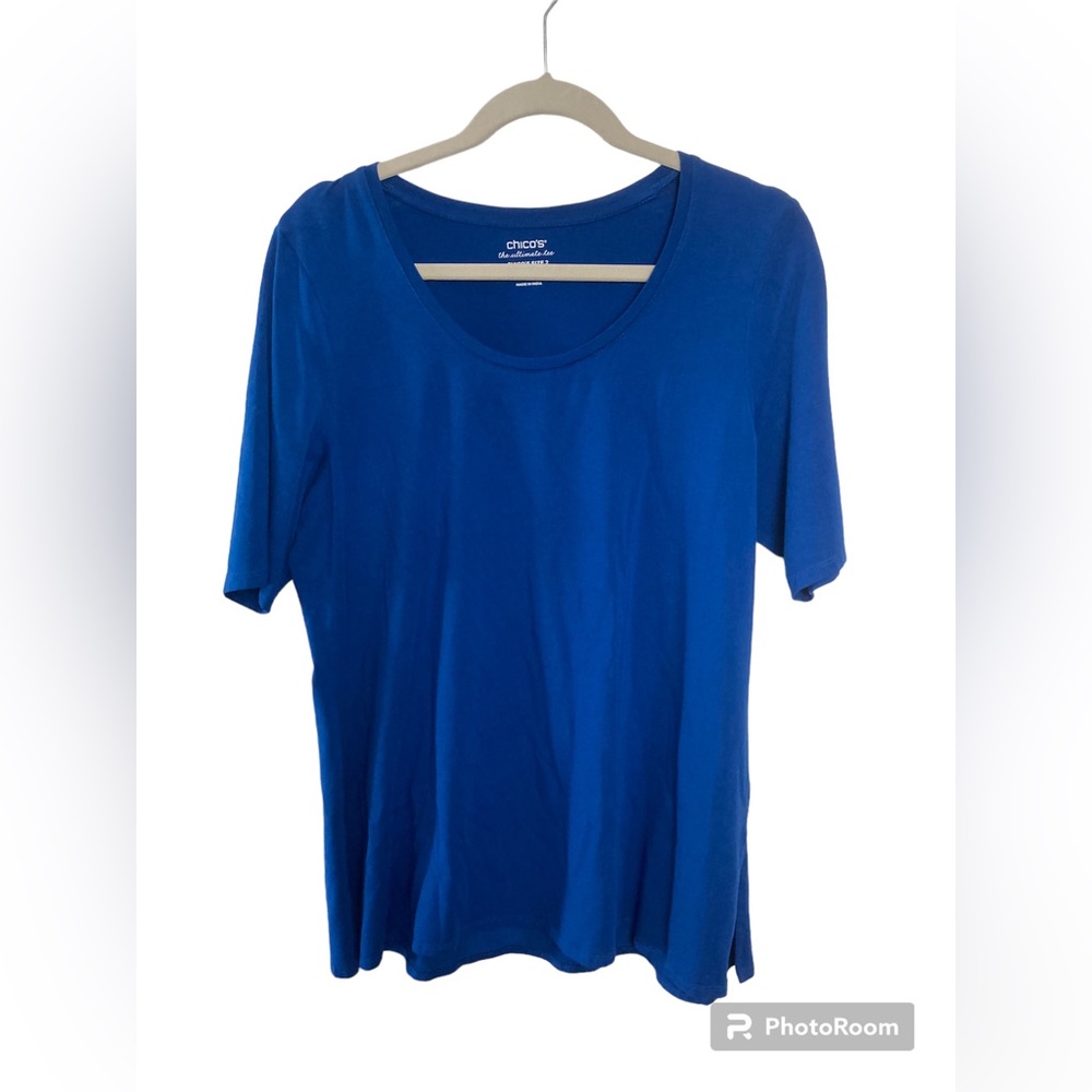 Chico's Royal Blue Short Sleeve Scoop Neck Ultimate Tee Size L (Chico’s 2)